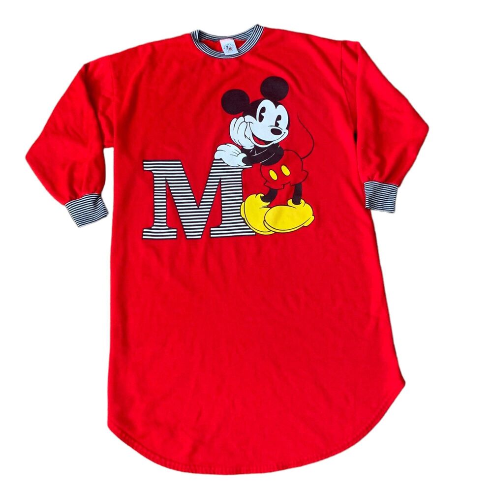 Vintage Mickey Mouse Disney Sweatshirt Dress Red Black White M Souvenir Gift